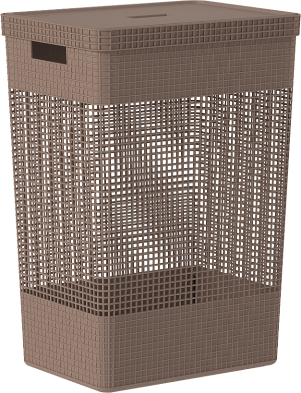 Cesto de Roupas Grid c/Tampa 49L Marrom Amêndoa (ref.CG450MRAF)
