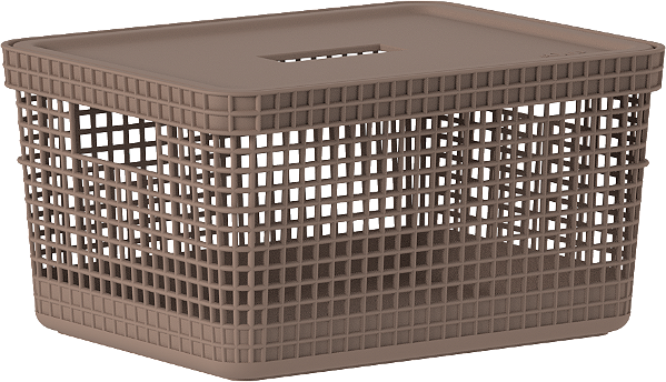 Cesto Organizador Grid c/Tampa 08L Marrom Amêndoa (ref.CG250MRAF)