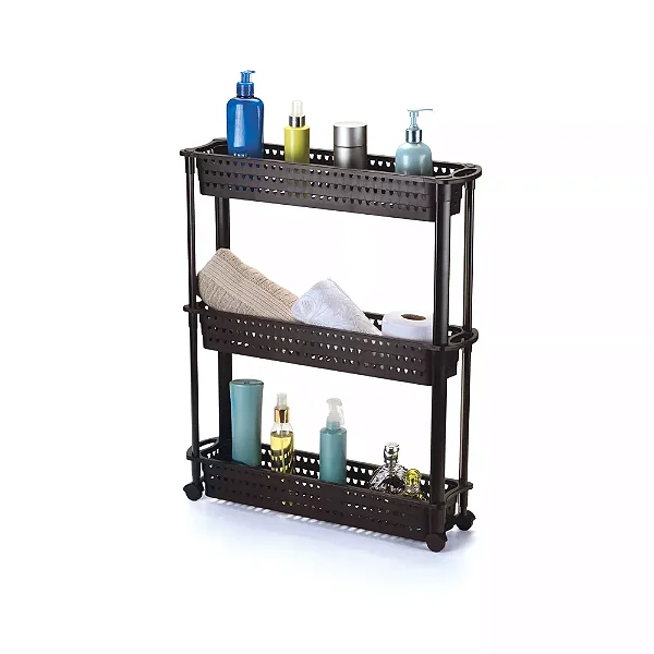 Prateleira Multiuso 54,5 X 13,5 X 65,5 cm Rodízio Preto (ref.8201A)