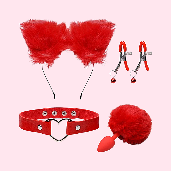 KIT BUNNY TIARA & PLUG ANAL POMPOM - 4 ITENS