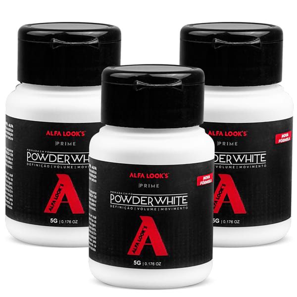 Kit 3 Pomada em Pó Powder White Alfa Look’s Prime 5g