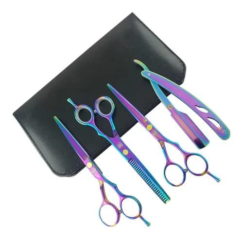 Kit 3 Tesouras Profissionais Cabeleireiro Barbeiro