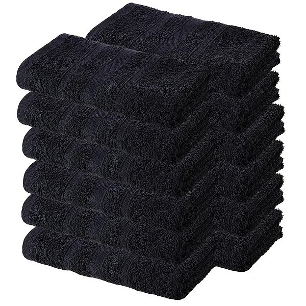 Kit 12 Toalhas Salão de Beleza, Barbearia 45x70cm Preta