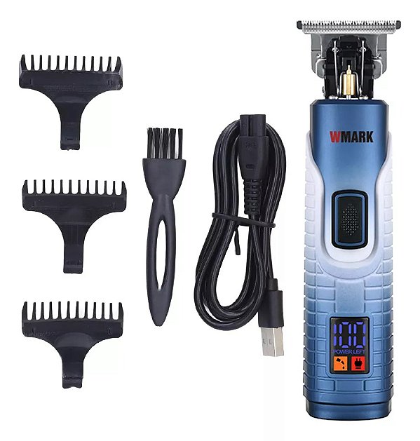 Maquina De Cabelo Wmark Ng 319 Azul Acabamento Profissional