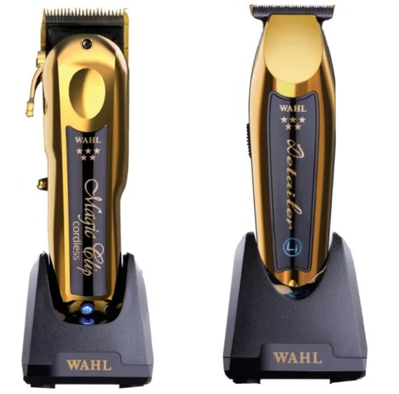 Combo Máquina De Corte Wahl Magic Cordless Gold + Máquina de Acabamento Detailer Li Cordless Gold