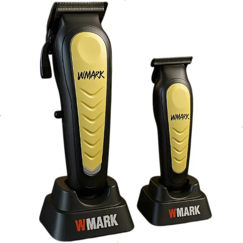 Kit Barbeiro Maquinas Corte Profissional Wmark Ng138 + Ng338 Pret
