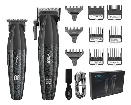 Kit de máquina de barbeiro Pro Clipper Trimmer Vgr V-640 9000 Rpm, cor preta