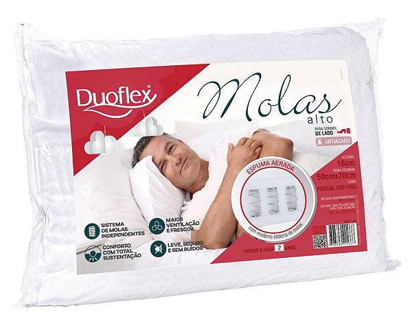 Travesseiro De Molas Alto Duoflex Loja Safliki Produtos Para Sa De E Conforto