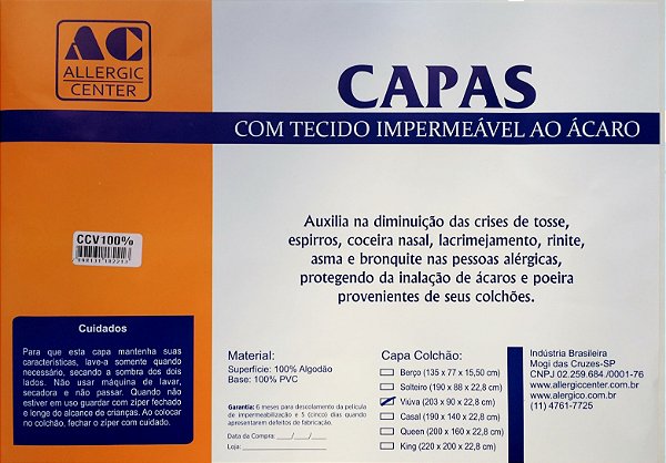 Capa de Colchão Casal King Algodão 100% Allergic Center