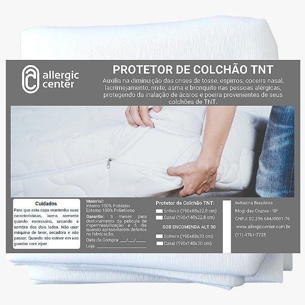 Capa de Colchão Solteiro Padrão TNT-PVC Allergic Center