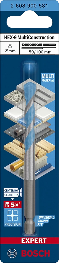Broca Bosch EXPERT HEX-9 Multiconstruction Ø8x50x100 mm