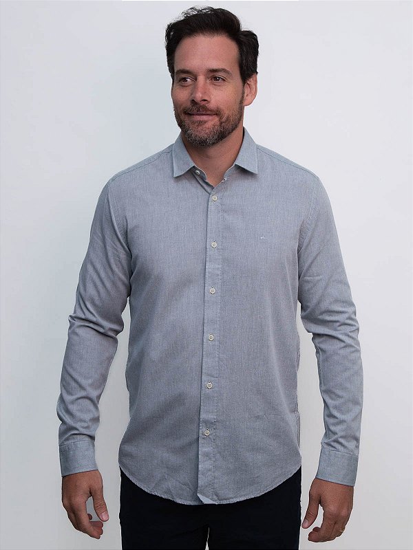 Camisa Manga Longa Slim Algodão Willis Azul Aramis