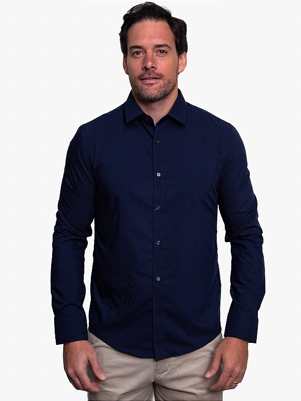 Camisa Modal Manga Longa Marinho Ville de France