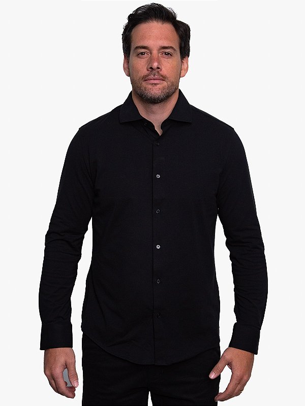 Camisa Premium Move Manga Longa Slim Preto Ville de France