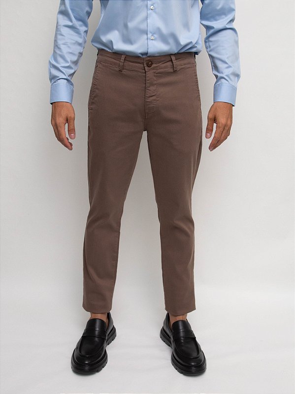 Calça Sarja Andrews Bolso Faca Khaki Ville de France