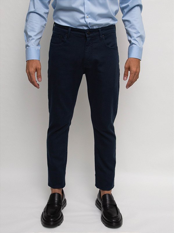 Calça Sarja Slim Five Pockets Marinho Ville de France