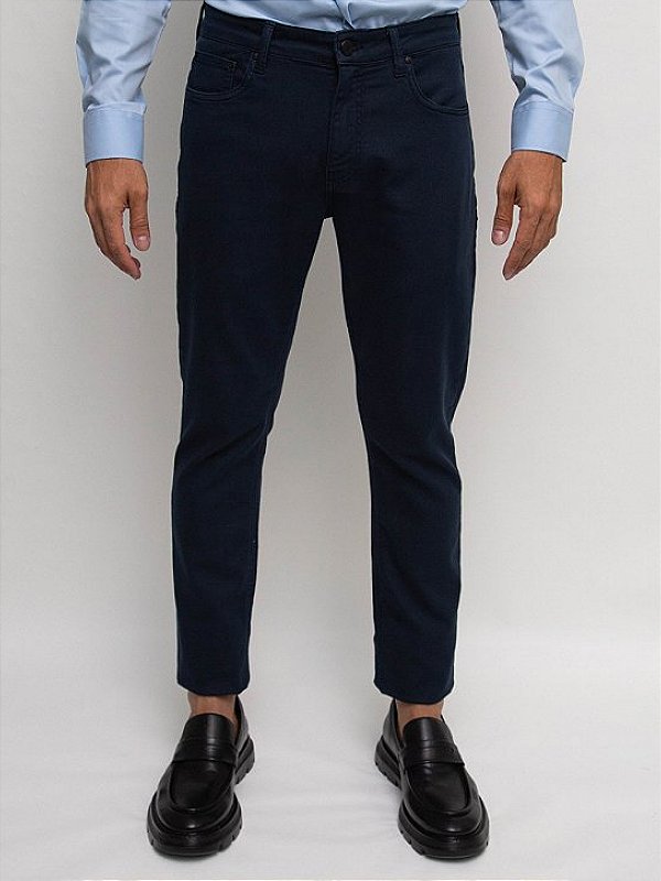 Calça Sarja Slim Five Pockets Marinho Ville de France