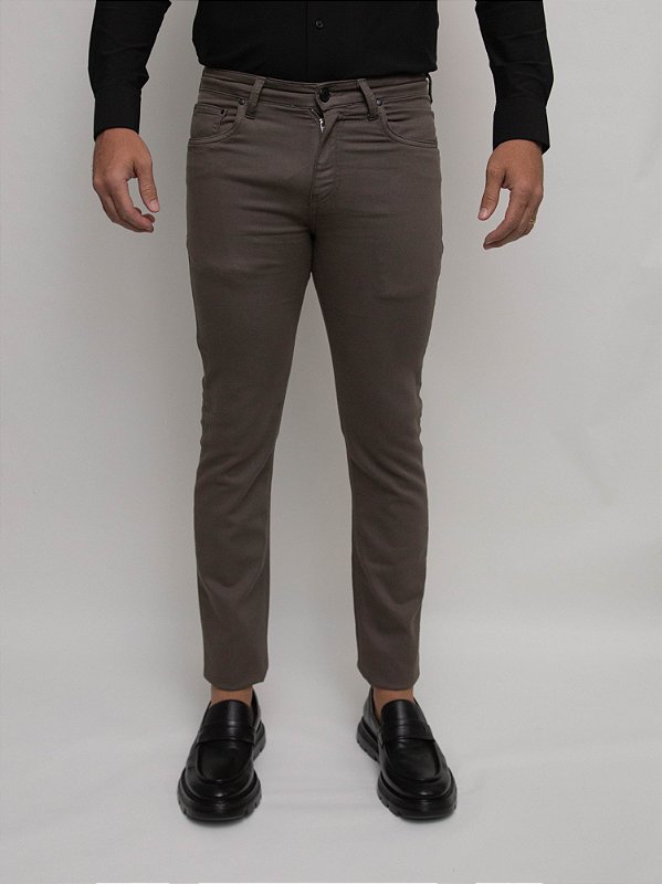 Calça Sarja Slim Five Pockets Oliva Ville de France
