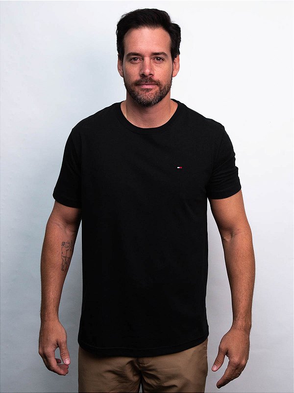 Camiseta Básica Essentials Cotton Preto Tommy Hilfiger