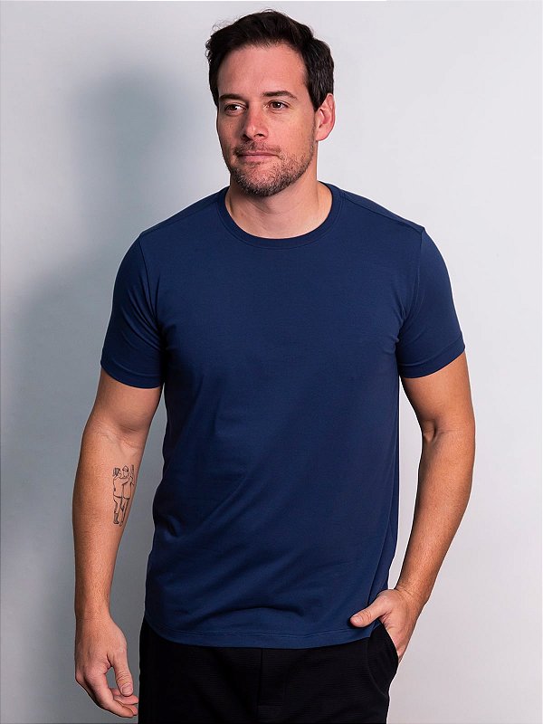 T-Shirt Algodão Egípcio Marinho Ville de France