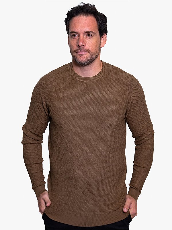 Tricot Jacquard Chevron Ocre Aramis