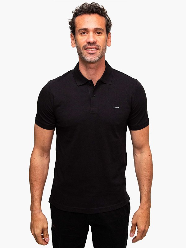 Polo Smooth Cotton Preto Calvin Klein