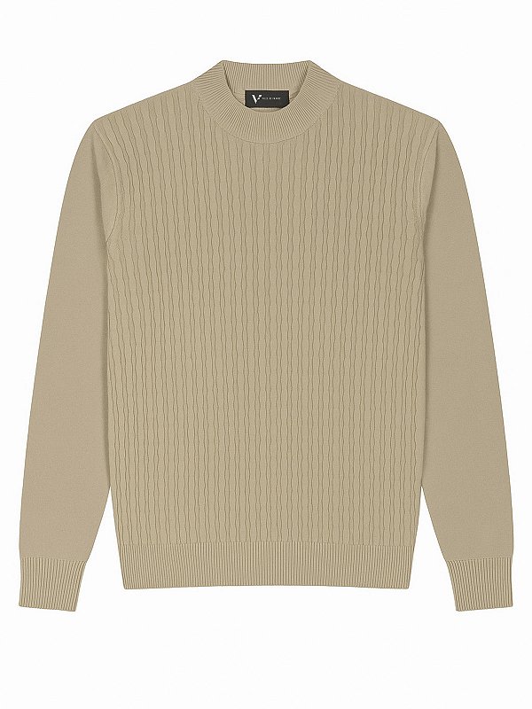 Tricot Gola Alta Texturizado Areia Ville de France