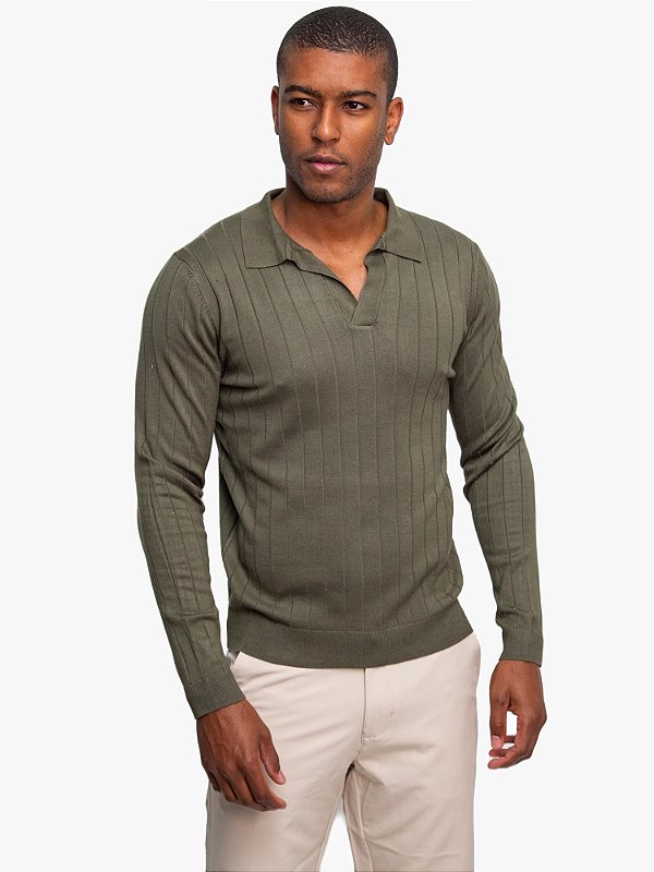 Polo Collar Manga Longa Oliva Ville de France