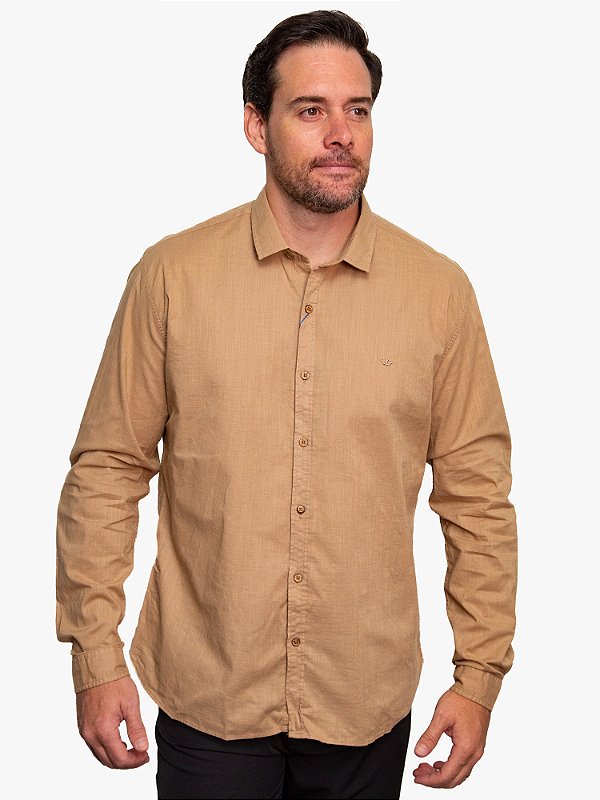 Camisa Manga Longa Slim Flamê Areia Docthos