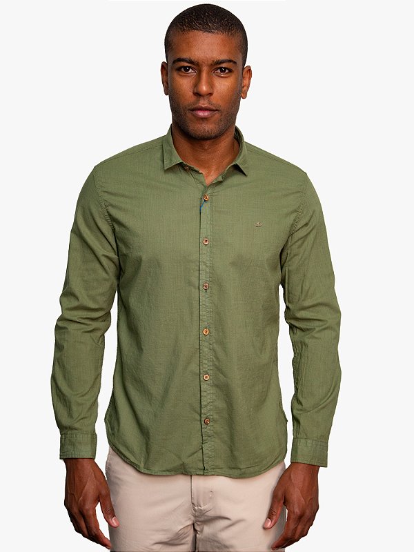 Camisa Manga Longa Slim Flamê Docthos Verde Militar