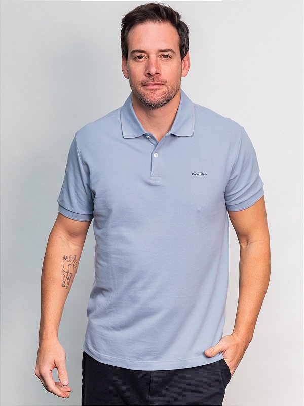 Polo Piquet Azul Claro Calvin Klein