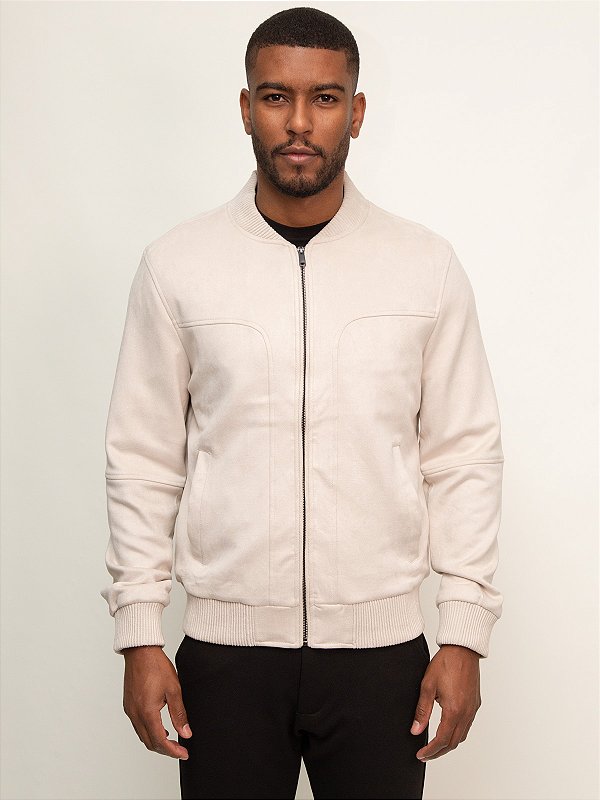 Jaqueta Suede Slim Ville de France Areia