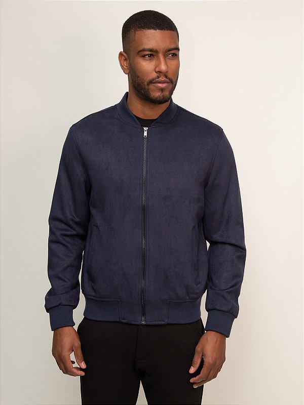 Jaqueta Suede Slim Ville de France Marinho