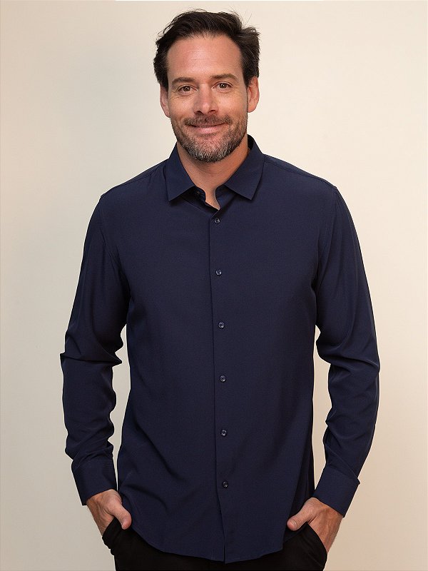 Camisa Soft Tech Slim Giacomelli Uomo Marinho