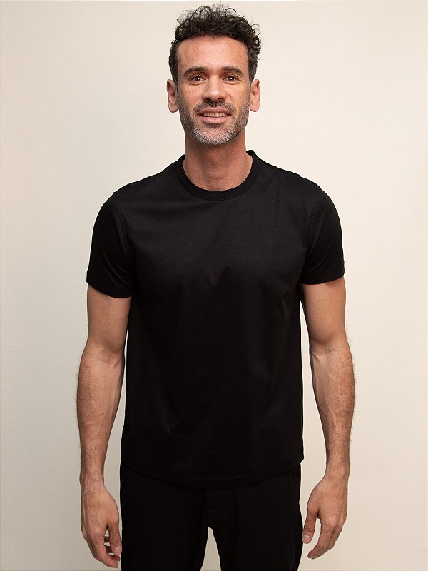 Camiseta Modal Silk Blend Seda Aramis Preto