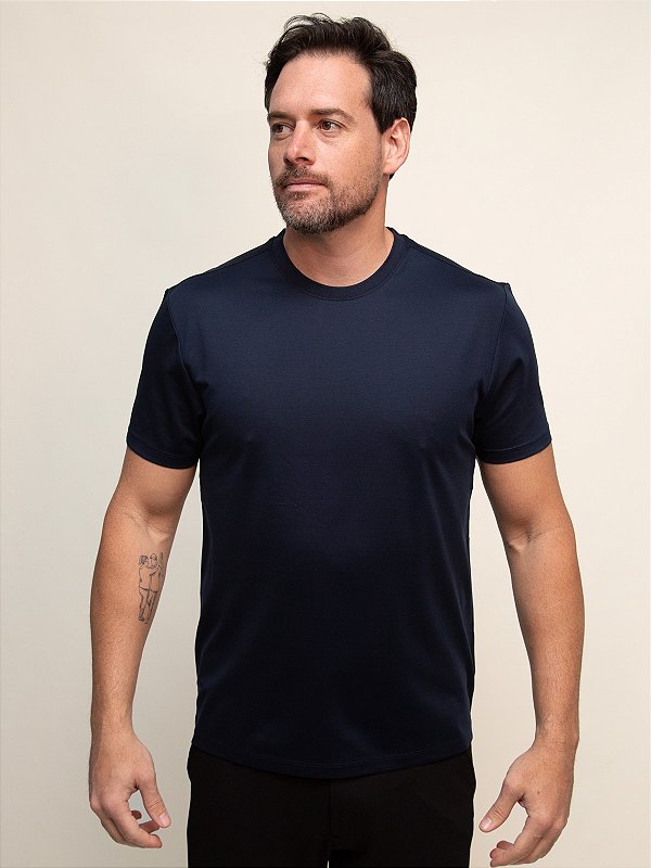T-Shirt Algodão Australiano Duplo Mercerizada Fio 70 Aramis Navy