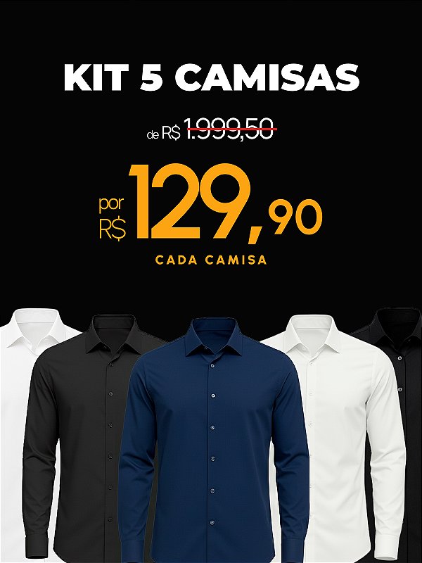 Kit 5 Camisas Soft Tech Slim Giacomelli Uomo