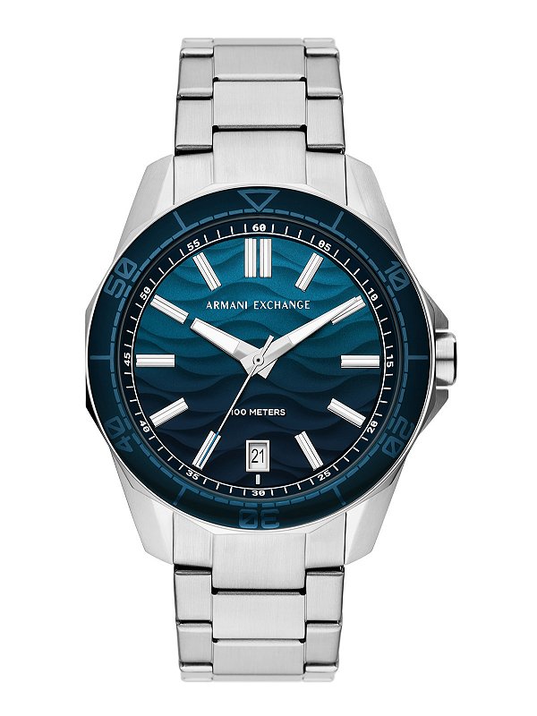 Relógio Armani  Exchange Quartz Aço  Inox Prata Azul