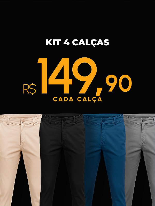 Kit 4 Calças Chino Slim Liquid Repeler Giacomelli Uomo