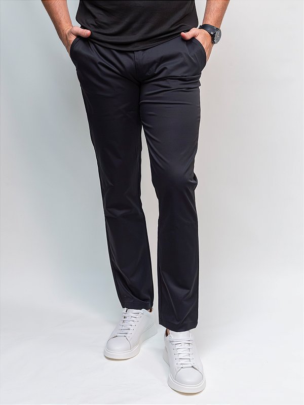 Calça Chino Slim Liquid Repeler Giacomelli Uomo Preto