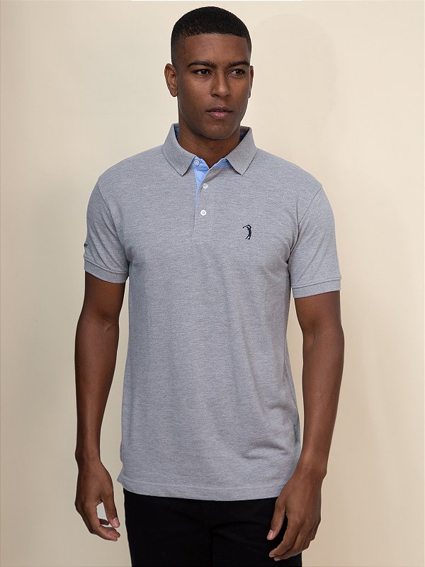 Polo Piquet Aleatory Cinza Mescla