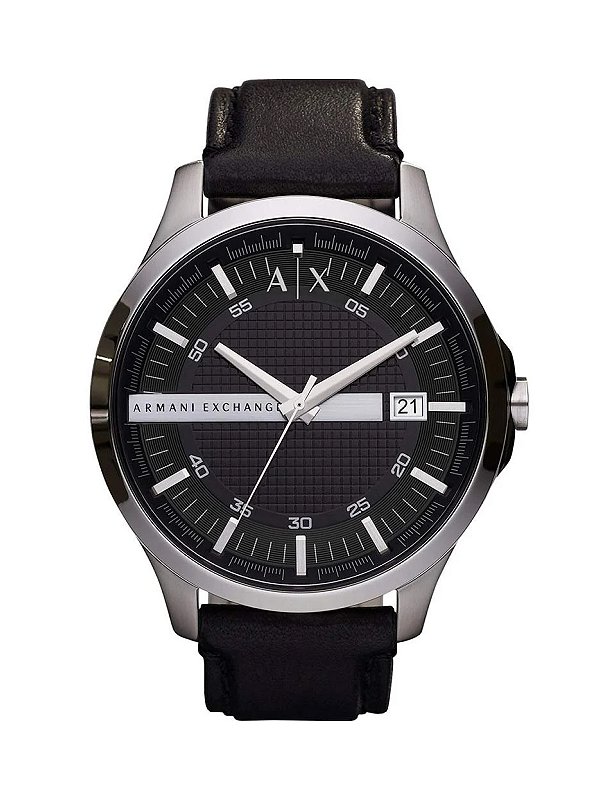 Relógio Armani Exchange Quartz Aço Inox com Couro Preto