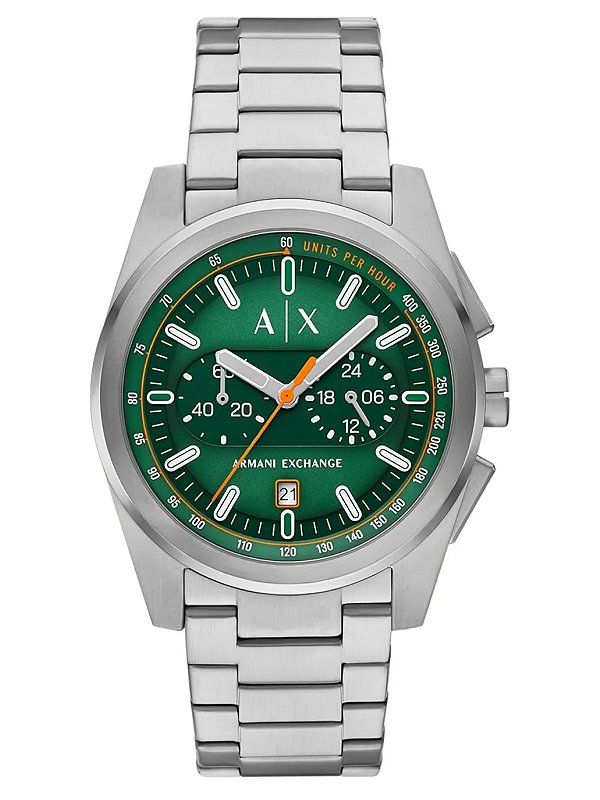 Relógio masculino Armani Exchange Quartz Prata com Mostrador Verde