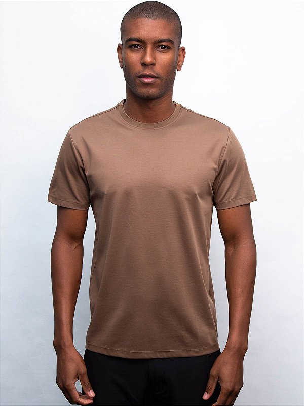 T-Shirt Algodão Australiano Duplo Mercerizada Fio 70 Aramis Caqui