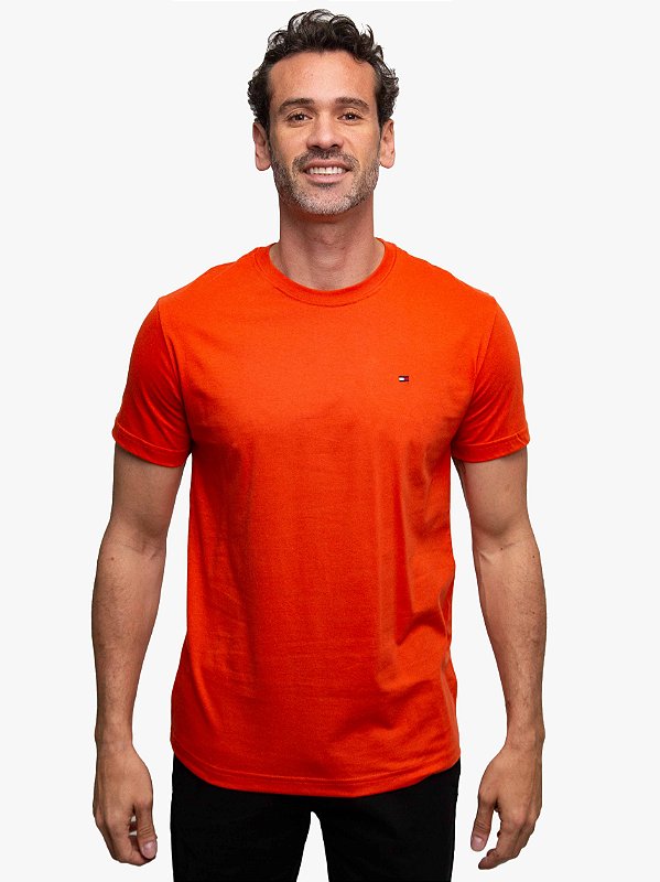 Camiseta Básica Tommy Hilfiger Brilliant Orange