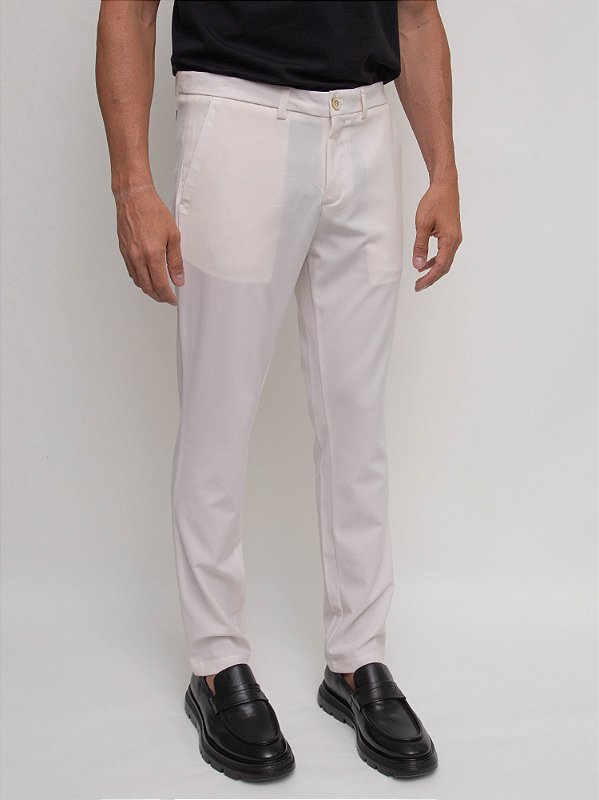 Calça Alfaiataria Slim Cós Elástico Ville de France Areia