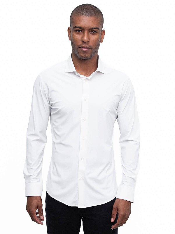 Camisa Tech Manga Longa Slim Branco Ville de France