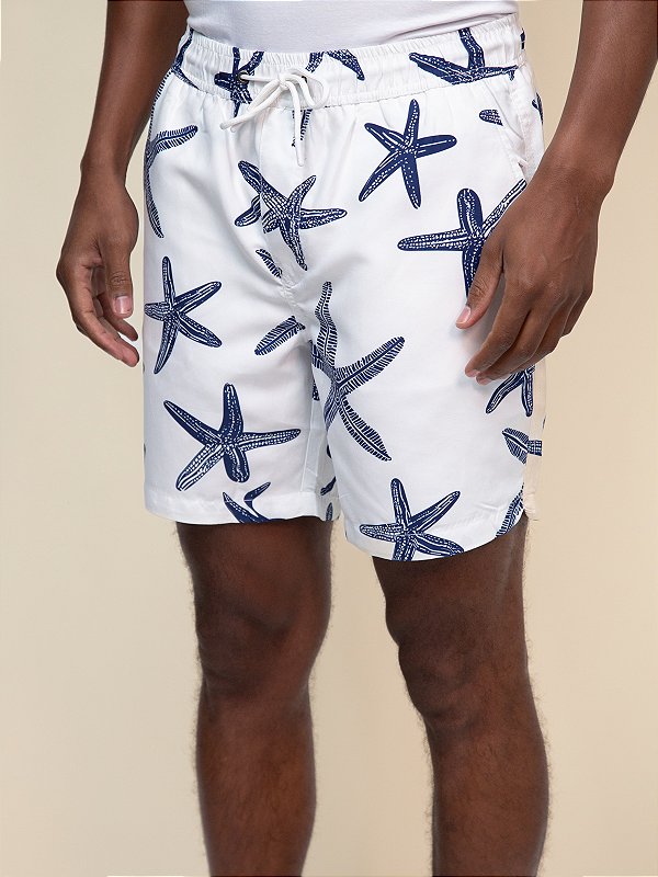 Shorts Estampado c/ Forro Ville de France Branco