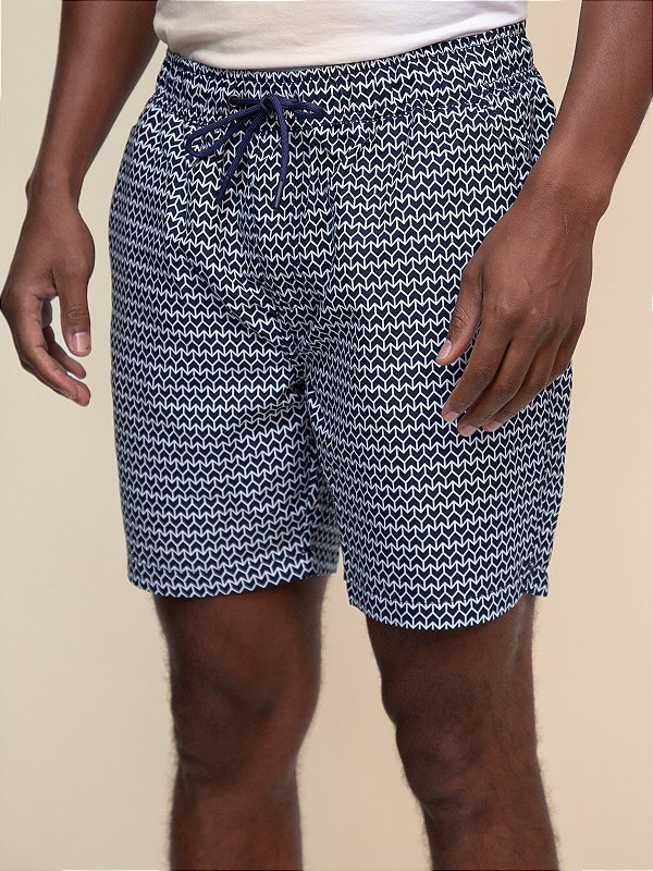 Shorts Estampado Geométrico c/ Forro Ville de France Marinho