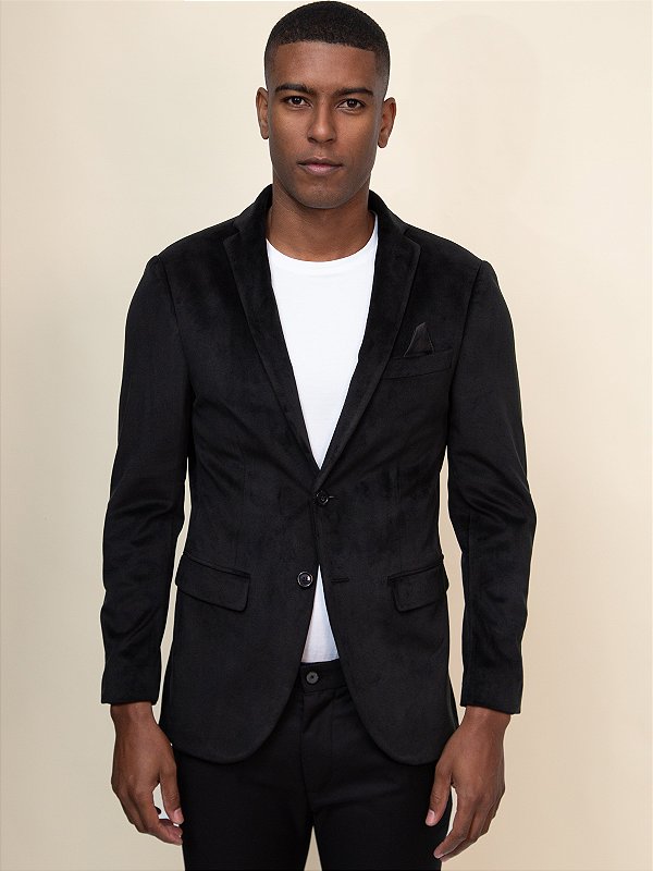 Blazer Veludo Slim Navaratti Preto